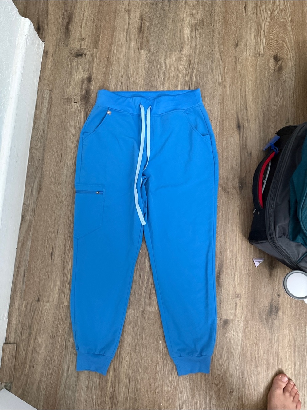 Figs womens Bright Blue Drawstring scrub pants